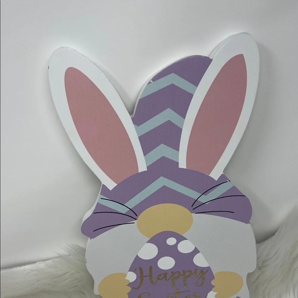 Pastel Wooden Happy Easter Bunny Tabletop Decor Sign